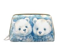 RLDOBOFE Beauty case per donne e uomini, kit Dopp da viaggio, borsa per il trucco con drago blu e bianco, organizer per cosmetici, Due Orsi in Plaid Abiti, Taglia unica