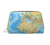 RLDOBOFE Beauty case per donne e uomini, kit Dopp da viaggio, borsa per il trucco in stile drago bianco, organizer per trucchi, Mappa del mondo., Taglia unica