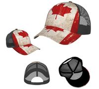 RLDOBOFE Berretto da baseball da golf per uomo e donna, regolabile, con mappa del mondo in bianco e nero, non costruito, Bandiera Canada retrò, taglia unica