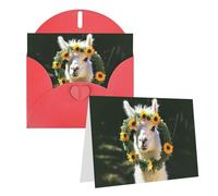 RLDOBOFE Biglietti di auguri con buste, biglietti vuoti piegati a metà biglietti di compleanno, biglietti di ringraziamento alpaca che indossa una ghirlanda, biglietti di auguri per laurea, vacanze