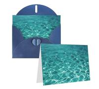 RLDOBOFE Biglietti di auguri con buste, biglietti vuoti piegati a metà biglietti di compleanno, biglietti di ringraziamento, blu acqua, piscina, acqua, biglietti di auguri per laurea, vacanze, inviti