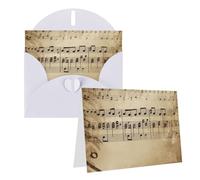 RLDOBOFE Biglietti di auguri con buste, biglietti vuoti piegati a metà biglietti di compleanno, biglietti di ringraziamento, note musicali su vecchi biglietti di auguri di carta, per laurea, vacanze