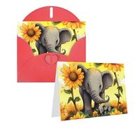 RLDOBOFE Biglietti di auguri con buste, biglietti vuoti piegati a metà biglietti di compleanno, biglietti di ringraziamento per madre, elefante, girasoli, biglietti di auguri per laurea, vacanze