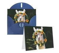 RLDOBOFE Biglietti di auguri con buste, biglietti vuoti piegati a metà biglietti di compleanno, biglietti di ringraziamento alpaca che indossa una ghirlanda, biglietti di auguri per laurea, vacanze