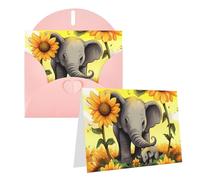 RLDOBOFE Biglietti di auguri con buste, biglietti vuoti piegati a metà biglietti di compleanno, biglietti di ringraziamento per madre, elefante, girasoli, biglietti di auguri per laurea, vacanze