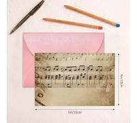 RLDOBOFE Biglietti di auguri con buste, biglietti vuoti piegati a metà biglietti di compleanno, biglietti di ringraziamento, note musicali su vecchi biglietti di auguri di carta, per laurea, vacanze