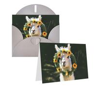 RLDOBOFE Biglietti di auguri con buste, biglietti vuoti piegati a metà biglietti di compleanno, biglietti di ringraziamento alpaca che indossa una ghirlanda, biglietti di auguri per laurea, vacanze