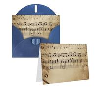RLDOBOFE Biglietti di auguri con buste, biglietti vuoti piegati a metà biglietti di compleanno, biglietti di ringraziamento, note musicali su vecchi biglietti di auguri di carta, per laurea, vacanze