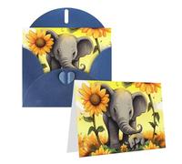 RLDOBOFE Biglietti di auguri con buste, biglietti vuoti piegati a metà biglietti di compleanno, biglietti di ringraziamento per madre, elefante, girasoli, biglietti di auguri per laurea, vacanze