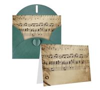 RLDOBOFE Biglietti di auguri con buste, biglietti vuoti piegati a metà biglietti di compleanno, biglietti di ringraziamento, note musicali su vecchi biglietti di auguri di carta, per laurea, vacanze