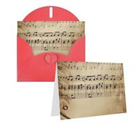 RLDOBOFE Biglietti di auguri con buste, biglietti vuoti piegati a metà biglietti di compleanno, biglietti di ringraziamento, note musicali su vecchi biglietti di auguri di carta, per laurea, vacanze