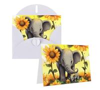 RLDOBOFE Biglietti di auguri con buste, biglietti vuoti piegati a metà biglietti di compleanno, biglietti di ringraziamento per madre, elefante, girasoli, biglietti di auguri per laurea, vacanze