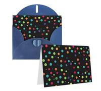 RLDOBOFE Biglietti di auguri con buste, biglietti vuoti piegati a metà, biglietti di ringraziamento, sfondo a pois neri, biglietti di auguri per laurea, vacanze, inviti di nozze, 10,2 x 15,2 cm