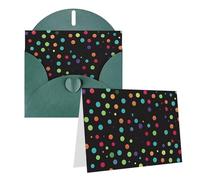 RLDOBOFE Biglietti di auguri con buste, biglietti vuoti piegati a metà, biglietti di ringraziamento, sfondo a pois neri, biglietti di auguri per laurea, vacanze, inviti di nozze, 10,2 x 15,2 cm