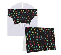 RLDOBOFE Biglietti di auguri con buste, biglietti vuoti piegati a metà, biglietti di ringraziamento, sfondo a pois neri, biglietti di auguri per laurea, vacanze, inviti di nozze, 10,2 x 15,2 cm