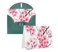 RLDOBOFE Biglietto di auguri con buste, biglietto di auguri con fiori di ciliegio, 20,3 x 15,2 cm, biglietti di ringraziamento per tutte le occasioni