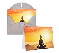 RLDOBOFE Biglietto di auguri con buste, biglietto di auguri per meditazione yoga, 20,3 x 15,2 cm, biglietti di ringraziamento per tutte le occasioni