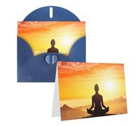 RLDOBOFE Biglietto di auguri con buste, biglietto di auguri per meditazione yoga, 20,3 x 15,2 cm, biglietti di ringraziamento per tutte le occasioni