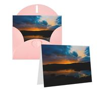 RLDOBOFE Biglietto di auguri con buste, biglietto vuoto all'alba al tramonto, 20,3 x 15,2 cm, biglietti di ringraziamento per tutte le occasioni
