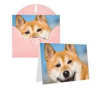 RLDOBOFE Biglietto di auguri con buste, biglietto vuoto con cane sorridente, biglietti di auguri 20,3 x 15,2 cm, biglietti di ringraziamento per tutte le occasioni