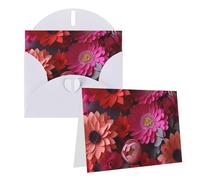 RLDOBOFE Biglietto di auguri con buste, biglietto vuoto con fiori rossi e rosa, 20,3 x 15,2 cm, biglietti per appunti con scritta "Thinking of you", biglietti di ringraziamento per tutte le occasioni