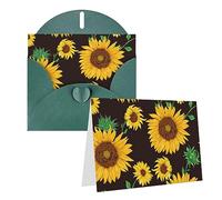 RLDOBOFE Biglietto di auguri con buste, biglietto vuoto con foglie di girasole, biglietti di auguri, 20,3 x 15,2 cm, biglietti per appunti con scritta "Thinking of you", biglietti di ringraziamento