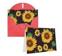 RLDOBOFE Biglietto di auguri con buste, biglietto vuoto con foglie di girasole, biglietti di auguri, 20,3 x 15,2 cm, biglietti per appunti con scritta "Thinking of you", biglietti di ringraziamento
