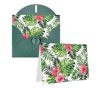 RLDOBOFE Biglietto di auguri con buste, biglietto vuoto con foglie tropicali, biglietti di auguri 20,3 x 15,2 cm, biglietti di ringraziamento per tutte le occasioni