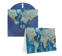 RLDOBOFE Biglietto di auguri con buste, biglietto vuoto con mappa del mondo, biglietti di auguri 20,3 x 15,2 cm, biglietti di ringraziamento per tutte le occasioni