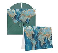 RLDOBOFE Biglietto di auguri con buste, biglietto vuoto con mappa del mondo, biglietti di auguri 20,3 x 15,2 cm, biglietti di ringraziamento per tutte le occasioni