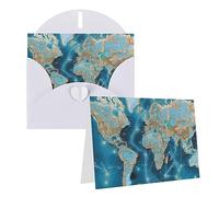 RLDOBOFE Biglietto di auguri con buste, biglietto vuoto con mappa del mondo, biglietti di auguri 20,3 x 15,2 cm, biglietti di ringraziamento per tutte le occasioni