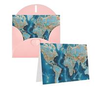 RLDOBOFE Biglietto di auguri con buste, biglietto vuoto con mappa del mondo, biglietti di auguri 20,3 x 15,2 cm, biglietti di ringraziamento per tutte le occasioni