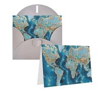 RLDOBOFE Biglietto di auguri con buste, biglietto vuoto con mappa del mondo, biglietti di auguri 20,3 x 15,2 cm, biglietti di ringraziamento per tutte le occasioni