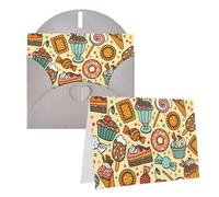 RLDOBOFE Biglietto di auguri con buste, biglietto vuoto con motivo di dolci, biglietti di auguri, 20,3 x 15,2 cm, biglietti di ringraziamento per tutte le occasioni
