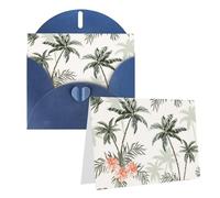 RLDOBOFE Biglietto di auguri con buste, biglietto vuoto con palme tropicali, biglietti di auguri 20,3 x 15,2 cm, biglietti di ringraziamento per tutte le occasioni
