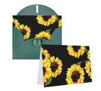 RLDOBOFE Biglietto di auguri con buste, biglietto vuoto girasole giallo floreale biglietti di auguri 20,3 x 15,2 cm biglietti per appunti Thinking of you biglietti vuoti biglietti di ringraziamento