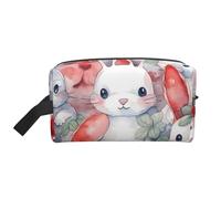 RLDOBOFE Borsa da toilette per donne e uomini, kit dopp, borsa per il trucco da viaggio, organizer per il trucco, borsa per cosmetici con due conigli che bevono il tè da appendere borsa da toilette da