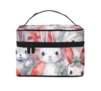 RLDOBOFE Borsa da toilette per donne e uomini, kit dopp, borsa per il trucco da viaggio, organizer per il trucco, borsa per cosmetici con due conigli che bevono il tè da appendere borsa da toilette da