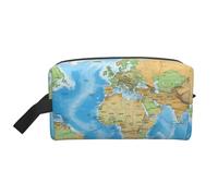 RLDOBOFE Borsa da toilette per donne e uomini, kit Dopp da viaggio, organizer per trucchi, borsa per cosmetici con mappa del mondo, borsa da toilette da appendere, borsa da barba con grande capacità