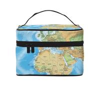 RLDOBOFE Borsa da toilette per donne e uomini, kit Dopp da viaggio, organizer per trucchi, borsa per cosmetici con mappa del mondo, borsa da toilette da appendere, borsa da barba con grande capacità