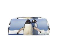 RLDOBOFE Borsa da viaggio con pinguino carino custodia da viaggio impermeabile con cerniera in pelle scatola penna scatola cosmetica per ufficio viaggio, Argento, Taglia unica