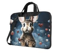 RLDOBOFE Borsa per computer portatile per donne e uomini, borsa per computer portatile, valigetta a forma di cuore e coniglietto borsa a tracolla per computer portatile borsa da lavoro per viaggi