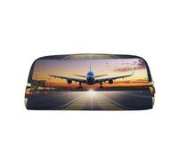 RLDOBOFE Borsa per matite con stampa aeroportuale impermeabile con cerniera astuccio in pelle per penna scatola cosmetica per matita ufficio, Oro, Taglia unica