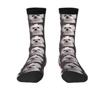 RLDOBOFE Calzini per adulti, con stampa di cane maltese, stile casual, design a contrasto, per donne e uomini, 2 Nero-1, taglia unica