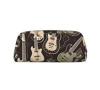 RLDOBOFE Chitarra modello Pencil Bag impermeabile Zipper Pencil Case Leather Pen Box Cosmetic Bag Per Office Pencil, Argento, Taglia unica