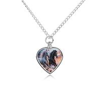RLDOBOFE Collana con urna a forma di cavallo da spiaggia, gioiello commemorativo per ceneri con imbuto, medaglione per donne e uomini, per contenere le ceneri dei propri cari animali domestici