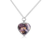 RLDOBOFE Collana con urna a forma di cuore con foreste di gatti, gioiello per ceneri commemorativo con imbuto, medaglione per donne e uomini, per contenere le ceneri dei propri cari