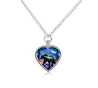 RLDOBOFE Collana con urna a forma di orsi e montagna a forma di cuore, gioiello per ceneri, con imbuto, medaglione per donne e uomini, per contenere le ceneri dei propri cari animali domestici