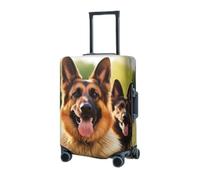 RLDOBOFE Copertura per bagagli da viaggio per valigia elastica protezione per valigia Happy German Shepherd Valigie Coperture lavabili per valigie Copertura protettiva antipolvere per bagagli Adatto