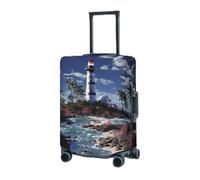 RLDOBOFE Copertura per bagagli da viaggio per valigia, elastica, protezione per valigie, faro e palme, lavabile, antipolvere, adatta per bagagli da 45 a 81 cm, Nero , L